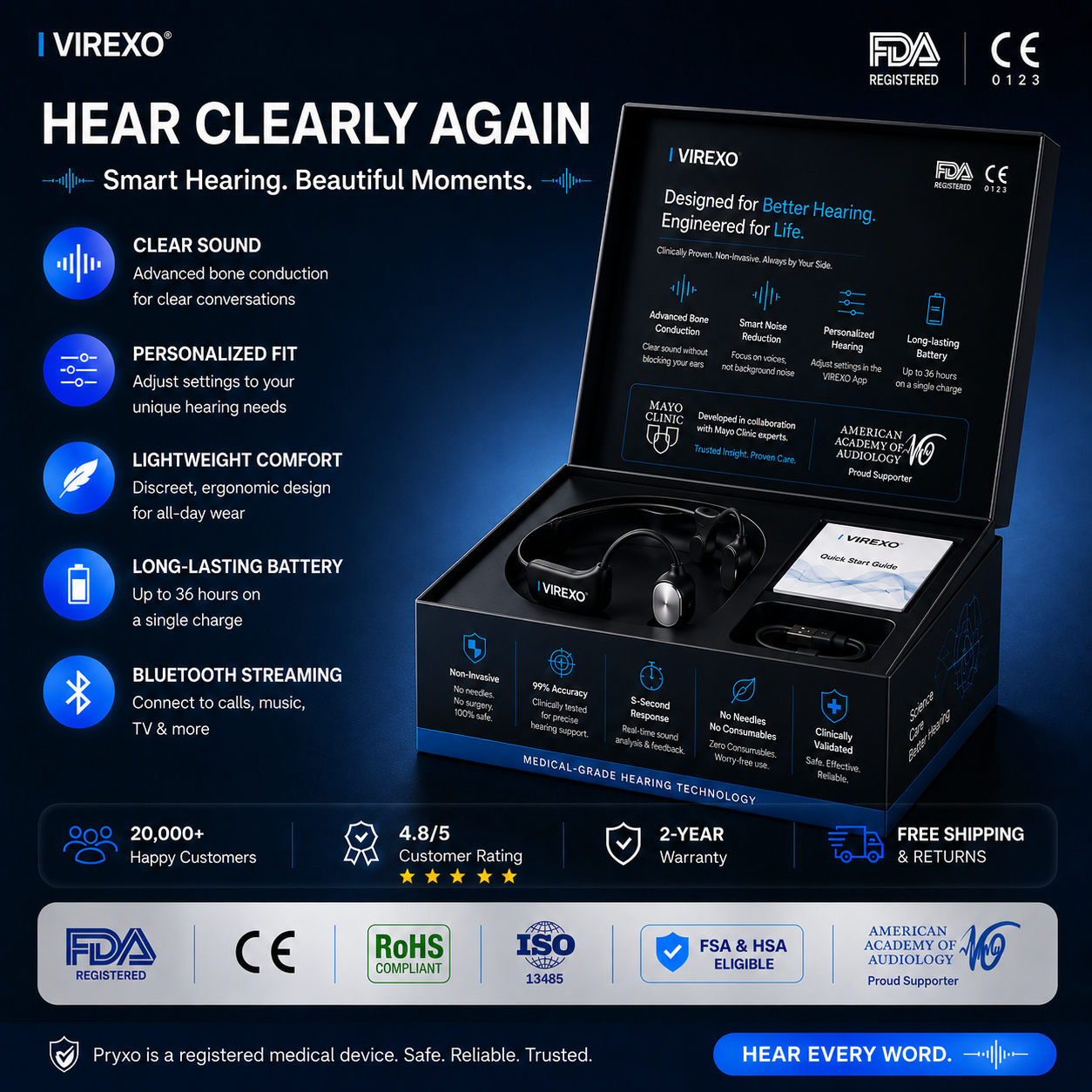 🏆 Final 2 Hours : Only Limited Stock Left🔥 VIREXO® Bone Conduction Smart Hearing Headphones (Mayo Clinic Recommended)