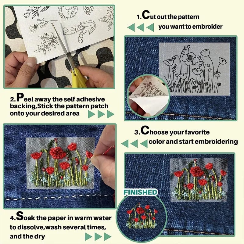 💐Water Soluble Flower Patterns for Embroidery-aosuonisiz
