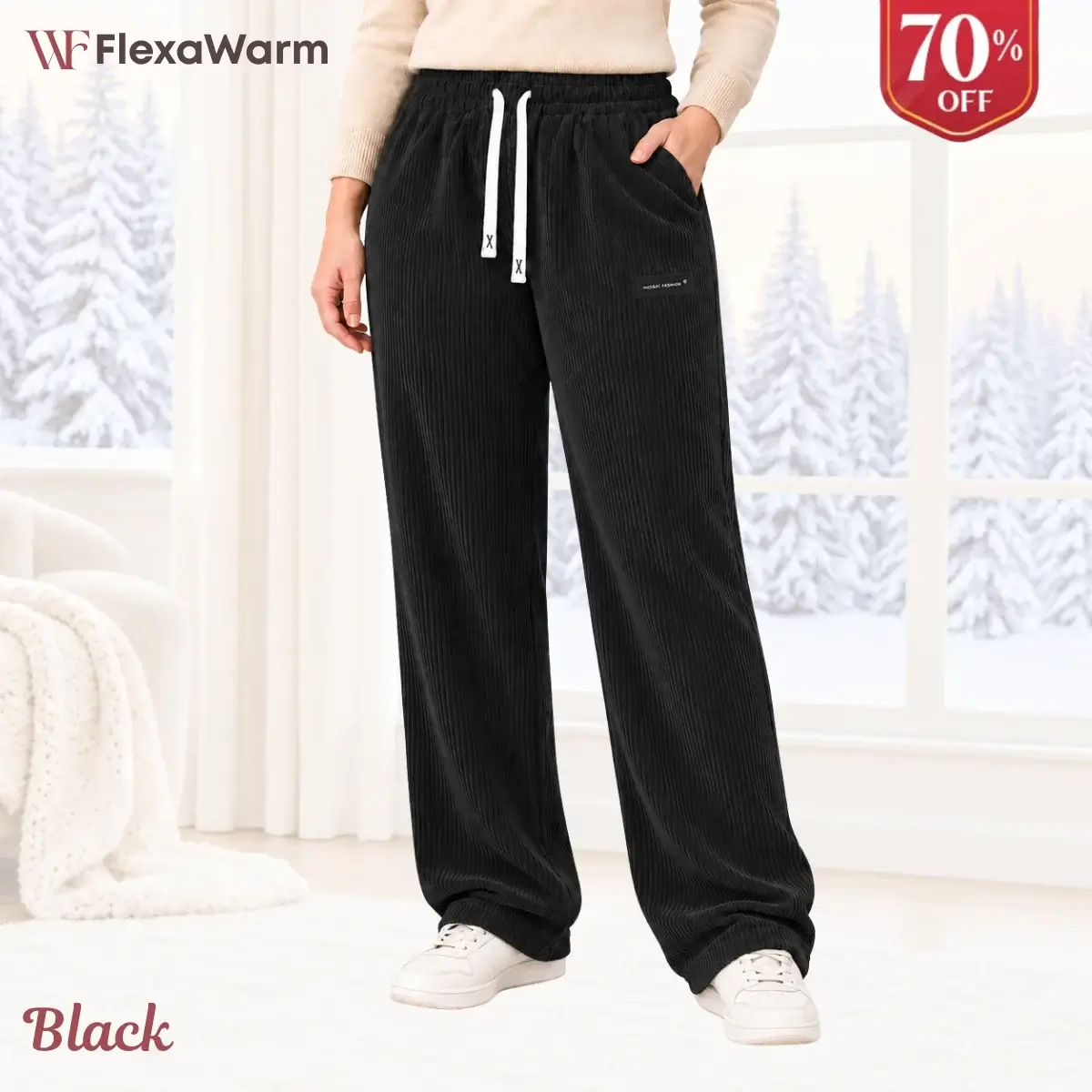 FlexaWarm - Cozy Stretch High-Waisted Corduroy Pants for Seniors