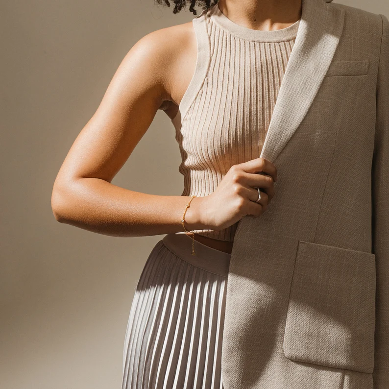 Diamond Curb Chain Bracelet By CaitlynMinimalist • Satellite Gemstone Bracelet • Minimalist Wedding Jewelry • Christmas Gift for Her • BR025