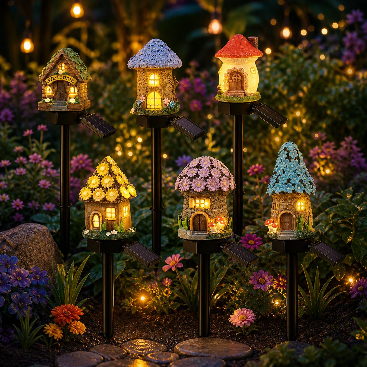 🔥Last Day 60% OFF🔥Solar Fairy-Tale Mushroom Cottage Garden Light