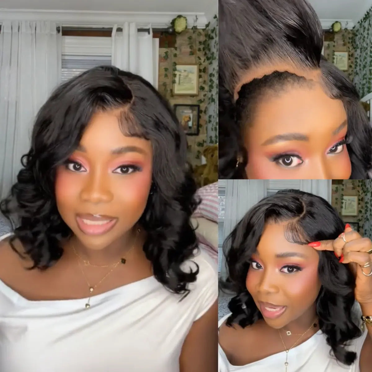 Free shipping —Pre-Styled Body Wave Short Bob Wig Transparent Lace Wigs