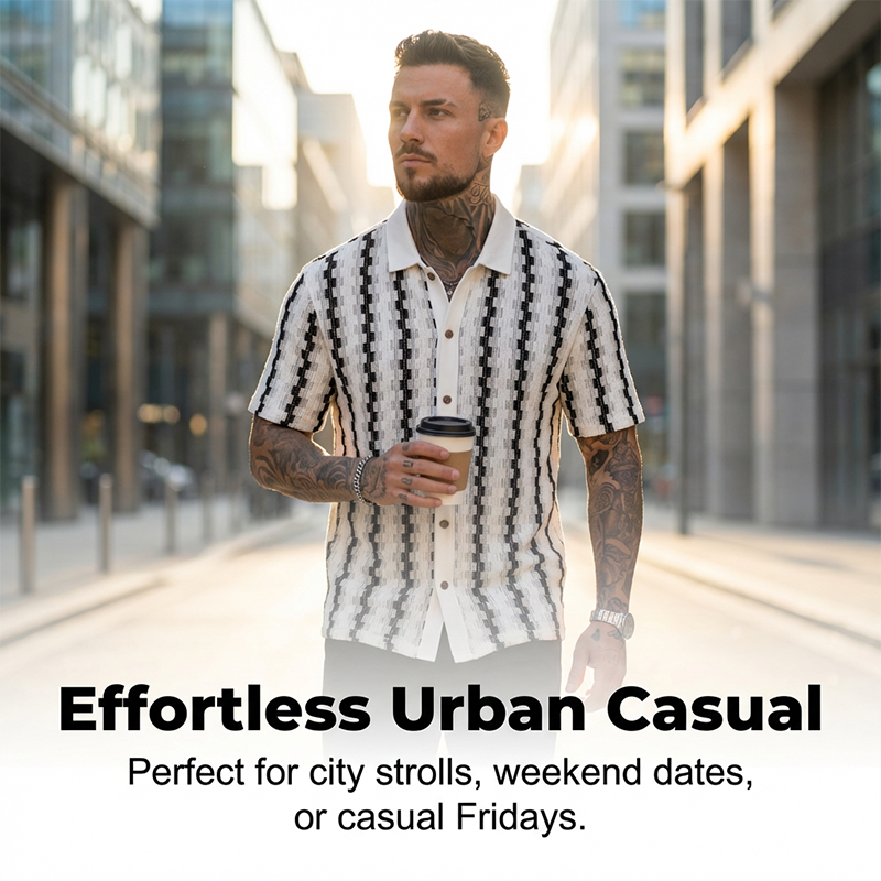 ✨Men's Short Sleeve Retro Geometric Knit Shirt🌿