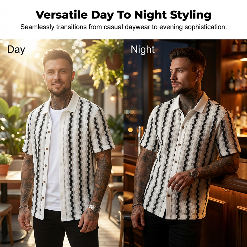 ✨Men's Short Sleeve Retro Geometric Knit Shirt🌿