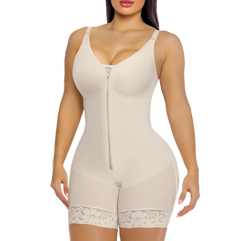Fajas Colombianas shapewear  Tummy Control Butt Lifter Shaper with Zipper Crotch detachable shoulder strap