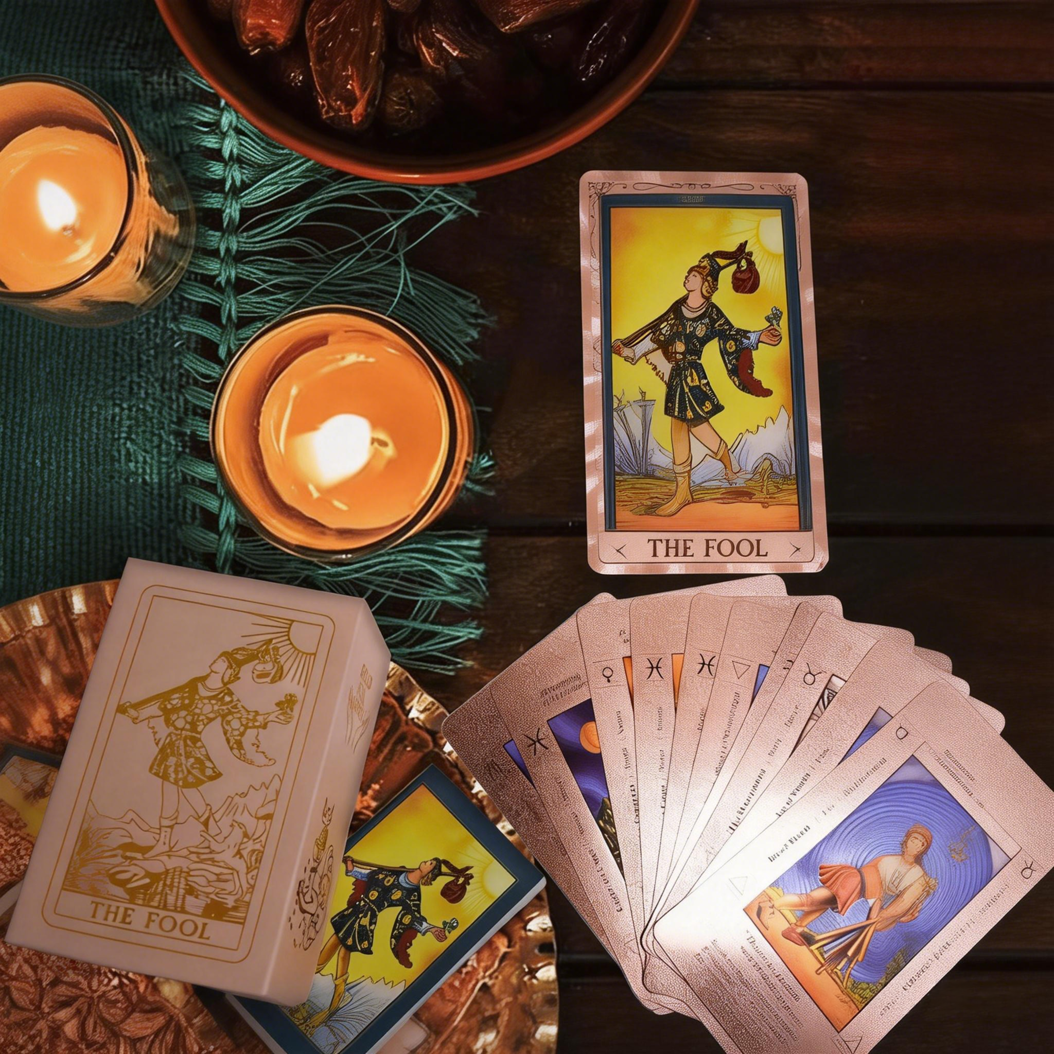 Rose Gold Tarot Cards – 78 Waterproof Foil Deck + Beginner Guidebook for Chakra & Zodiac, Durable & Wrinkle-Resistant