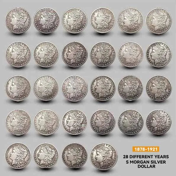 Last 10 sets Complete Set 1878–1921 S Morgan Silver Dollar Set-28PC — MS60💰 Free Shipping