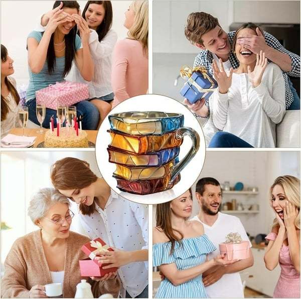 📚3D-Handbemalte Tasse in Buchform – Wo Literatur und Kunst auf deine Morgenroutine treffen