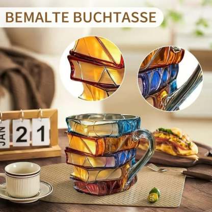 📚3D-Handbemalte Tasse in Buchform – Wo Literatur und Kunst auf deine Morgenroutine treffen