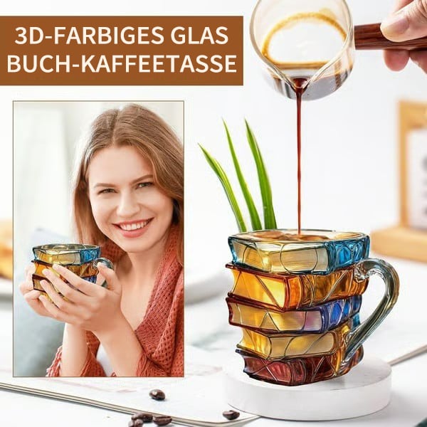 📚3D-Handbemalte Tasse in Buchform – Wo Literatur und Kunst auf deine Morgenroutine treffen