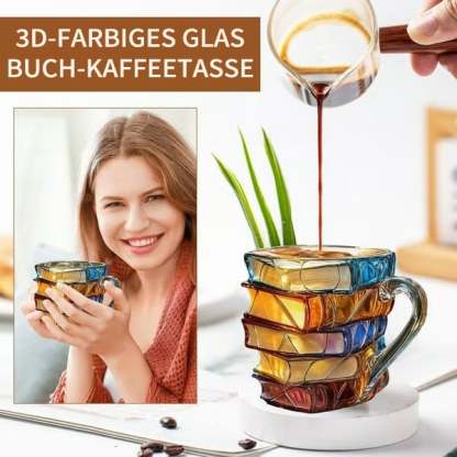 📚3D-Handbemalte Tasse in Buchform – Wo Literatur und Kunst auf deine Morgenroutine treffen