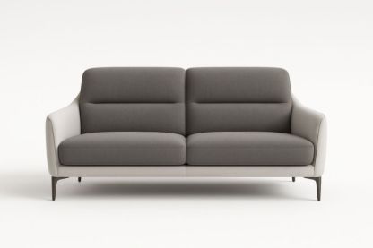 Divano a due posti in tessuto grigio e bianco con struttura in metallo-Xenorital