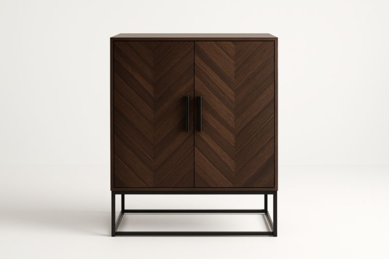 Credenza in legno di noce con struttura in metallo nero 2 ante-Xenorital