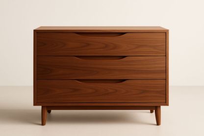 Cassettiera in Legno Massello Marrone con Tre Cassetti 90x80x40 cm-Xenorital