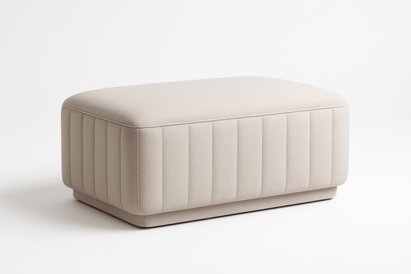 Pouf rettangolare in tessuto beige 80x40x45 cm-Xenorital