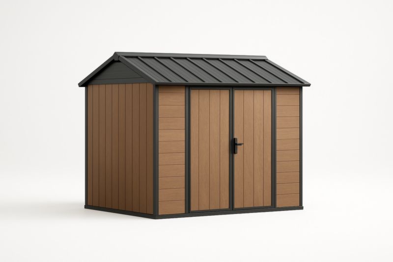 Capanno da Giardino in Resina Marrone e Nero 257 cm x 205 cm x 180 cm-Xenorital