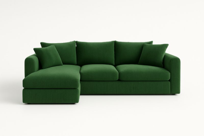 Divano ad angolo in velluto verde con chaise longue-Xenorital