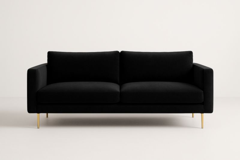 Divano a 2 Posti in Velluto con Gambe in Metallo Nero-Xenorital