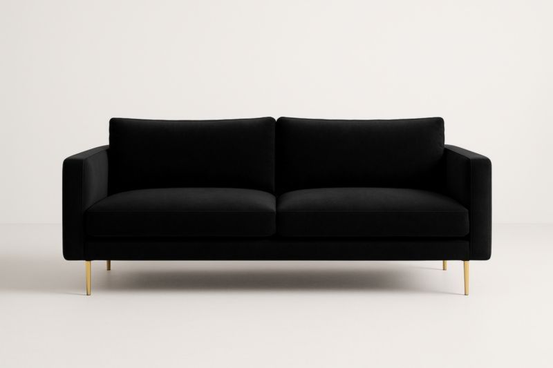 Divano a 2 Posti in Velluto con Gambe in Metallo Nero-Xenorital