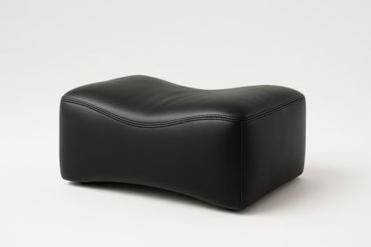 Poggiapiedi in pelle sintetica nera ondulata 56x35x25 cm-Xenorital