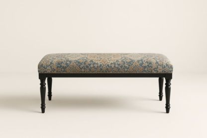 Panca imbottita in legno e tessuto jacquard blu/nero 120x45x45 cm-Xenorital