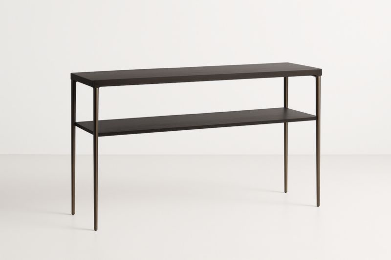 Consolle in Legno e Acciaio Marrone Scuro 140x30x80 cm-Xenorital