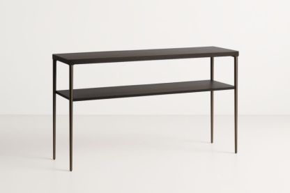 Consolle in Legno e Acciaio Marrone Scuro 140x30x80 cm-Xenorital