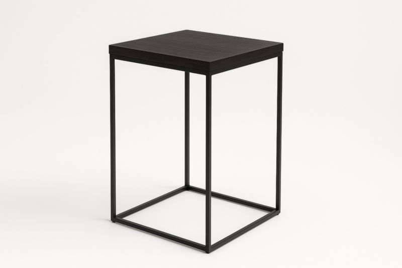 Tavolino Quadrato in Metallo e Legno 40x40x60 cm-Xenorital