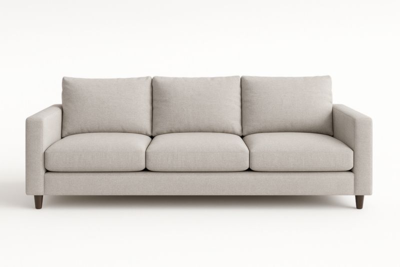 Divano 3 posti in tessuto beige con cuscini rimovibili-Xenorital