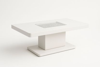 Tavolino da caffè rettangolare bianco MDF con inserto in vetro-Xenorital