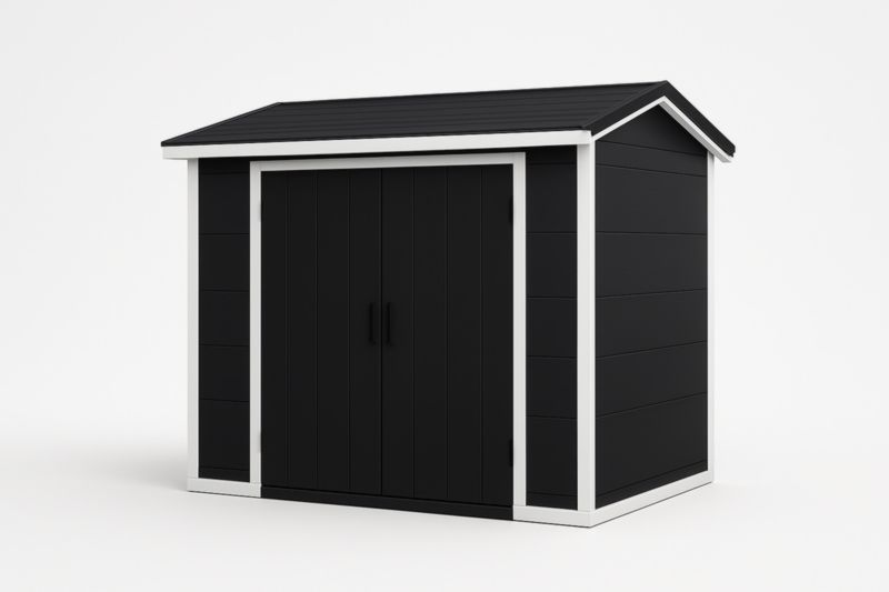 Capanno da Esterno in Resina Nera con Doppia Porta 200x150x180 cm-Xenorital