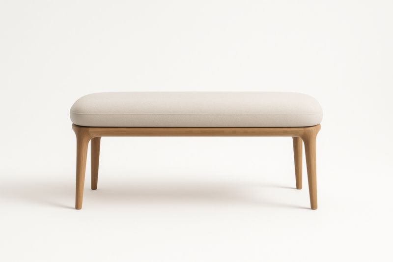 Panca rettangolare in legno con rivestimento beige 120x40x45 cm-Xenorital