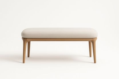 Panca rettangolare in legno con rivestimento beige 120x40x45 cm-Xenorital