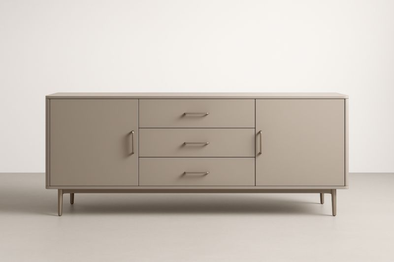 Credenza Beige Rettangolare in MDF e Metallo 160x40x70 cm-Xenorital