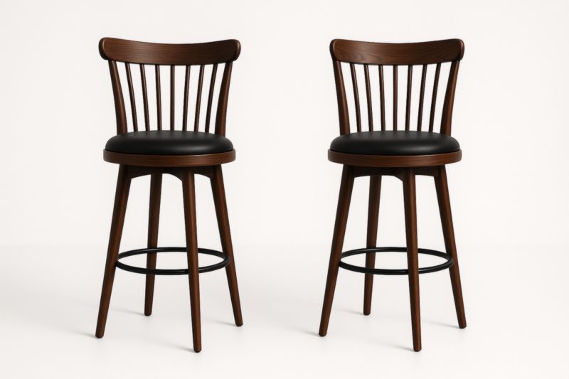 Set di 2 sgabelli girevoli in legno e seduta in ecopelle-Xenorital