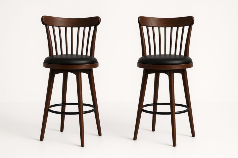 Set di 2 sgabelli girevoli in legno e seduta in ecopelle-Xenorital