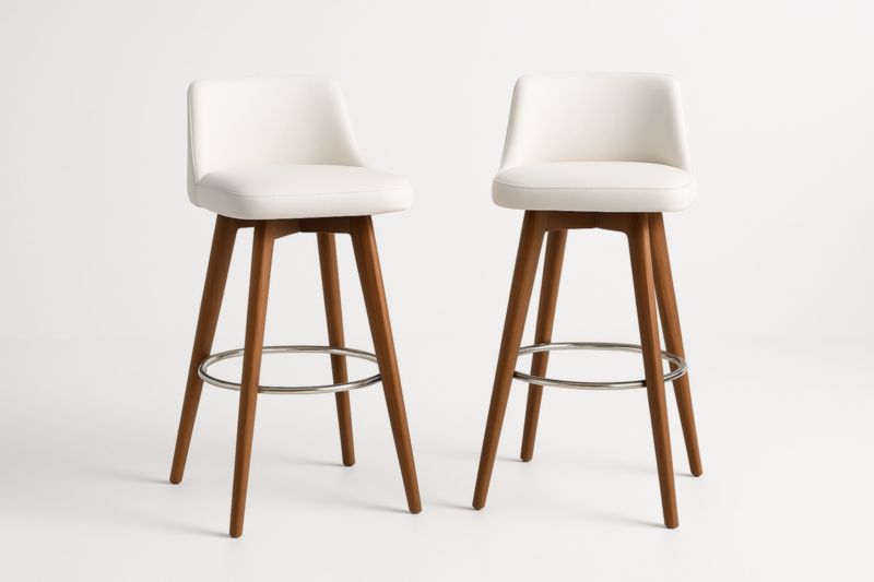 Set di 2 sgabelli da bar in legno e similpelle bianchi-Xenorital