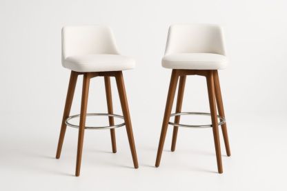 Set di 2 sgabelli da bar in legno e similpelle bianchi-Xenorital