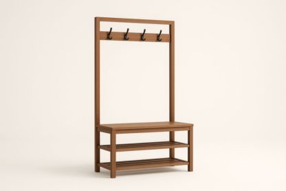 Appendiabiti in Legno Marrone con Ganci e Scaffali-Xenorital