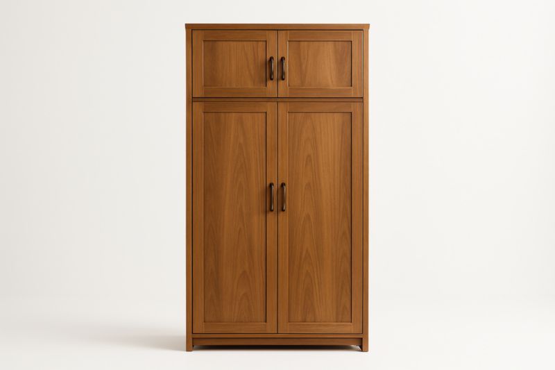 Armadio Legno Marrone con Ante e Maniglie Metalliche-Xenorital