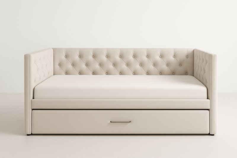 Divano Letto in Tessuto Beige con Cassetto-Xenorital