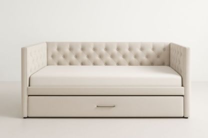 Divano Letto in Tessuto Beige con Cassetto-Xenorital