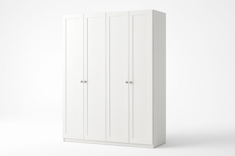 Armadio a 4 Ante in MDF Verniciato Bianco 200x140x60 cm-Xenorital