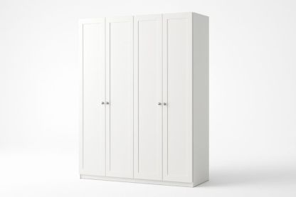 Armadio a 4 Ante in MDF Verniciato Bianco 200x140x60 cm-Xenorital