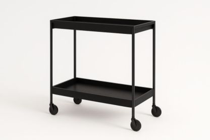 Carrello portavivande in metallo nero con ruote a due ripiani-Xenorital