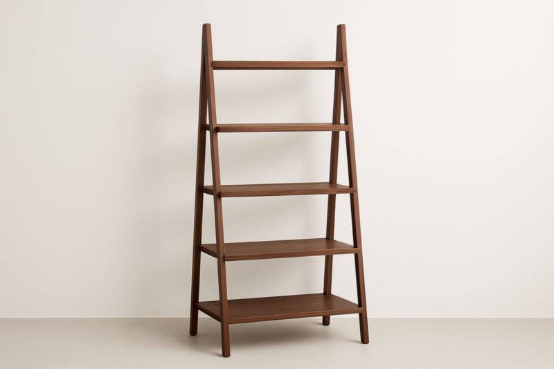Libreria a Scala in Legno Massello Marrone 5 Ripiani-Xenorital