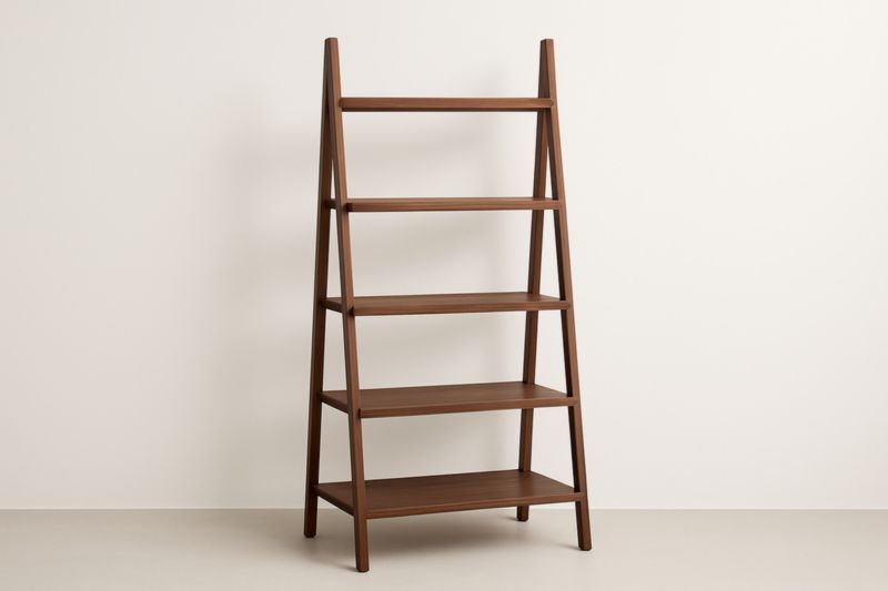 Libreria a Scala in Legno Massello Marrone 5 Ripiani-Xenorital