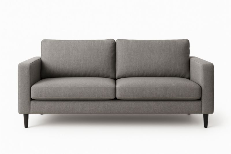 Divano in Tessuto Grigio Due Posti con Gambe in Legno-Xenorital