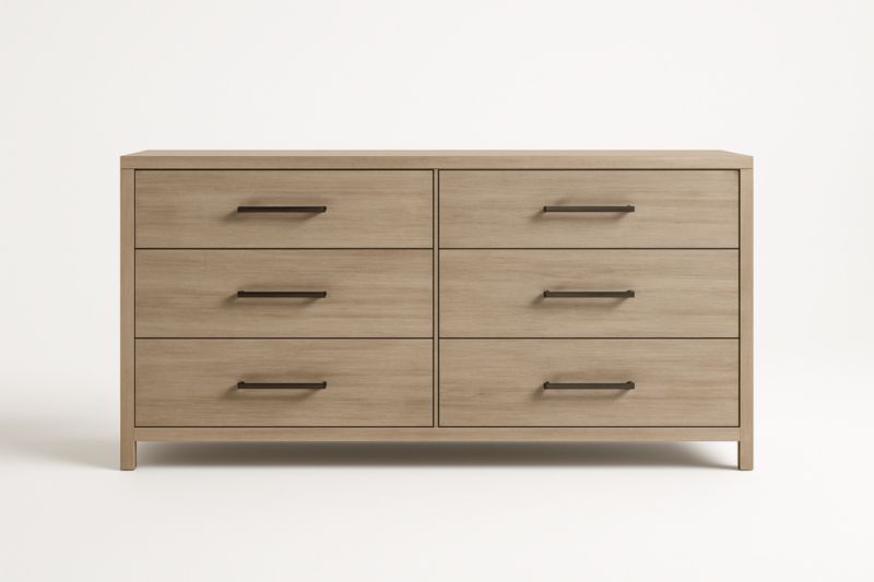 Cassettiera in legno con 6 cassetti e maniglie in metallo nero-Xenorital