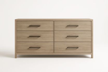 Cassettiera in legno con 6 cassetti e maniglie in metallo nero-Xenorital